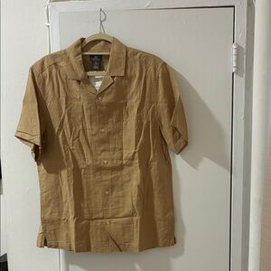 NWT H&M Men's Casual Linen Button Down Shirt - Brown